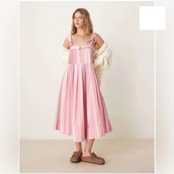 NWT Free People Primavera Stripe Midi Dress Size L & M - Picture 5 of 10
